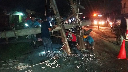 Tiang Listrik Tumbang Kota Belawan dan Sekitarnya Gelap Gulita