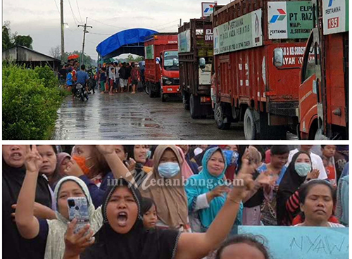 Puluhan Omak-Omak Demo Minta Tutup Pengisian Gas Lpg di Seruwai