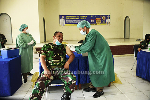 Melindungi Diri & Leluarga Prajurit Lantamal I Belawan Melaksanakan Penyuntikan Vaksinasi Covid-19