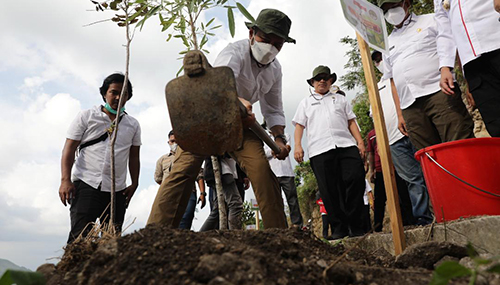 Bersama BPDASHL Asahan Barumun,  Wagub  Musa Rajekshah Tanam Pohon di Desa Simangulampe