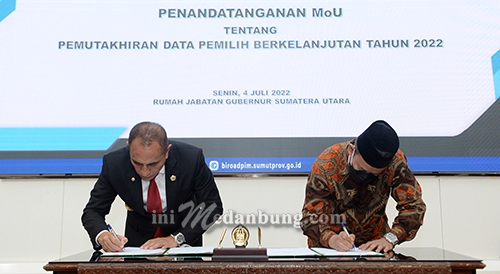 Gubernur dan Ketua KPU Sumut Teken Kerja Sama Pemutakhiran Data Pemilih Berkelanjutan