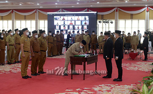 Gubernur Lantik123 Pejabat Administrator dan Pengawas *Ilyas Sitorus Jadi Plt Kepala Dinas Kominfo Sumut