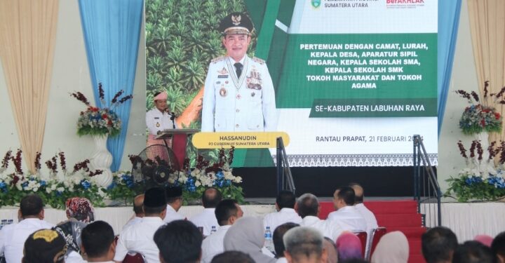 Silaturahmi dengan Masyarakat Labuhanbatu Raya, Pj Gubsu Sampaikan Tiga Strategi Pengembangan Potensi Ekonomi Kerakyatan