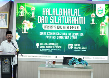 Halalbihalal Keluarga Besar Dinas Kominfo Sumut, Ilyas Sitorus Tekankan tentang Pentingnya Kedisiplinan