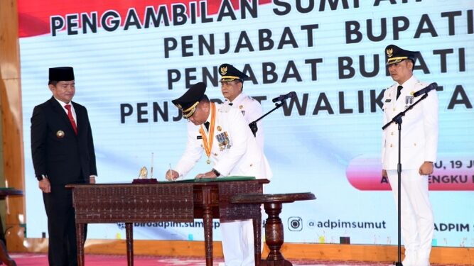 Lantik Tiga Pj Kepala Daerah, Pj Gubernur Sumut Sebut Pelantikan Sesuai Kebutuhan Masyarakat