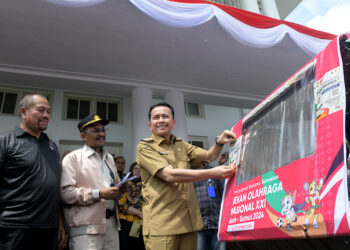 Perkuat Promosi dan Sosialisasi PON, Pj Gubernur Sumut Agus Fatoni Lepas 550 Becak PON 2024   