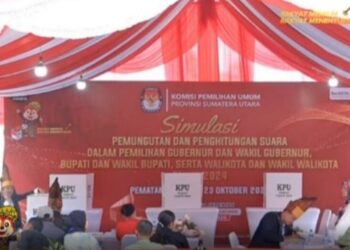 KPU Sumatera Utara Gelar Simulasi Pemungutan dan Penghitungan Suara Pilkada 2024 di Pematangsiantar