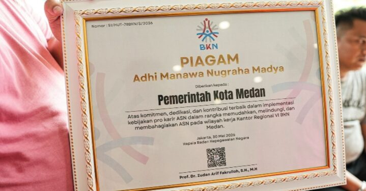 Impelementasi Kebijakan Pro – Karir ASN Berbuah Manis, Pemko Medan Raih Penghargaan Bergengsi Adhi Manawa Nugraha Madya