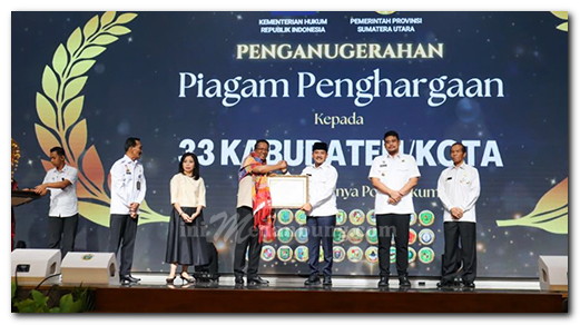 Wujudkan Kemudahan Akses Pelayanan Hukum, Wali Kota Tebing Tinggi Terima Penghargaan Kementerian Hukum RI