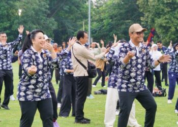 Taman Cadika Jadi Saksi Kekompakan 98 Wali Kota Se-Indonesia Senam Pagi Bersama