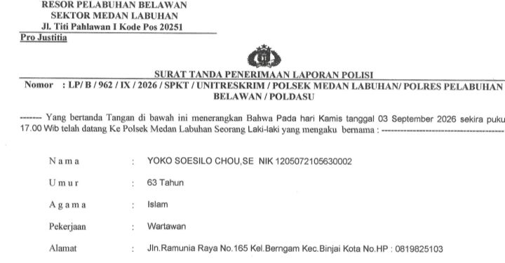 Pemred inimedanbung.com Laporkan Pelaku Perusakan Pagar ke Polsek Medan Labuhan