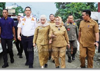 Plt Bupati Tiorita Tinjau Perbaikan Jalan Secanggang, Dorong Kelancaran Ekonomi Warga